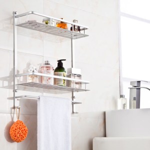 Etajera cromata cu suport prosoape baie