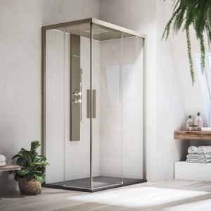 Cabina de dus walk-in echipata cu panel de dus din inox