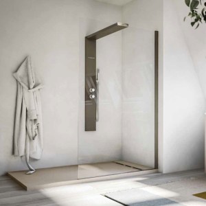 Cabina de dus walk-in echipata cu panel de dus din inox