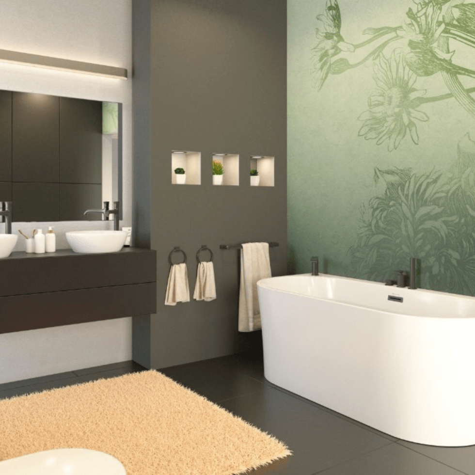 Cada de baie freestanding Spatio Sola alba cu montaj pe perete